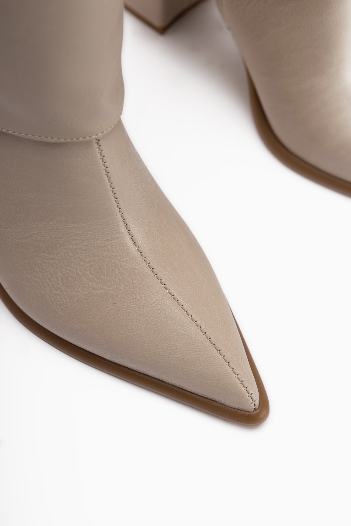 Loretta Beige Removable Cuff 2-in-1 Heeled Women’s Boots & Ankle Boots