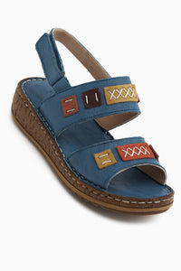 Loreta Genuine Leather Blue Double Strap Women’s Sandal