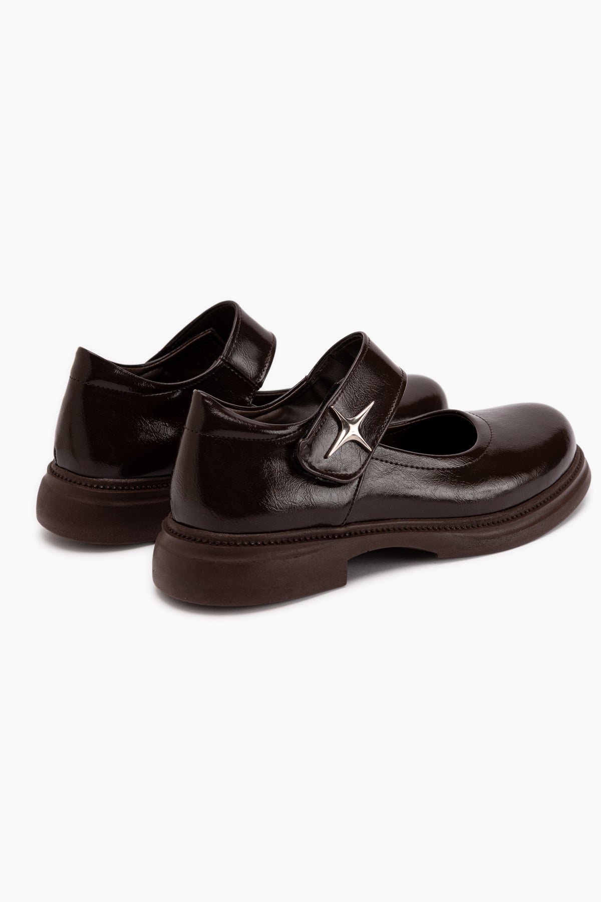 Rozalin Brown Strap Thick Sole Women’s Mary Jane Ballet Flats