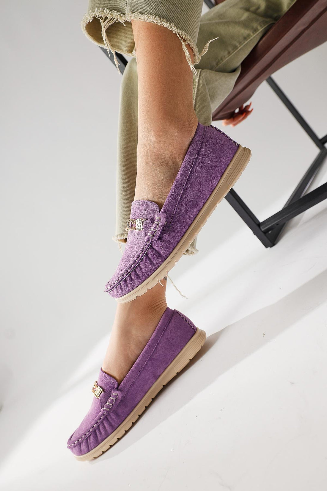 Turi Lilac Suede Everyday Shoe with Buckle Detail
