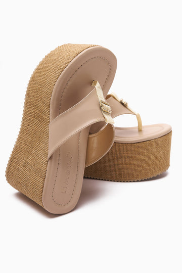 Tania Black Toe-Post Straw-Soled Wedge Women's Slippers