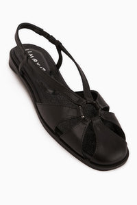Cally Genuine Leather Black Elastic Women’s Sandal