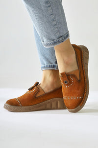 Bethina Taba Suede Studded Laser-Cut Ballet Flats