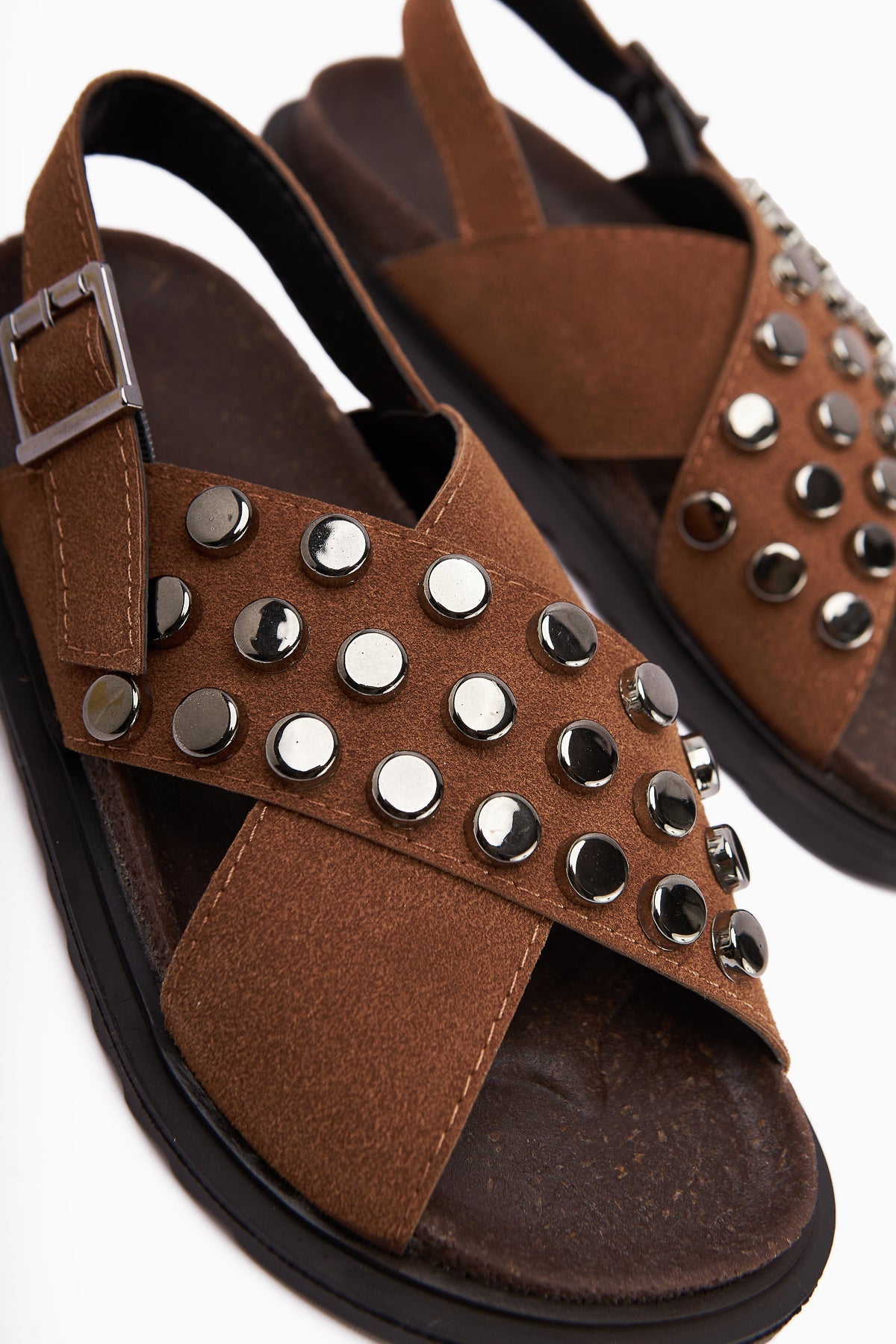 Lina Taba Studded Cross-Strap Women's Sandals