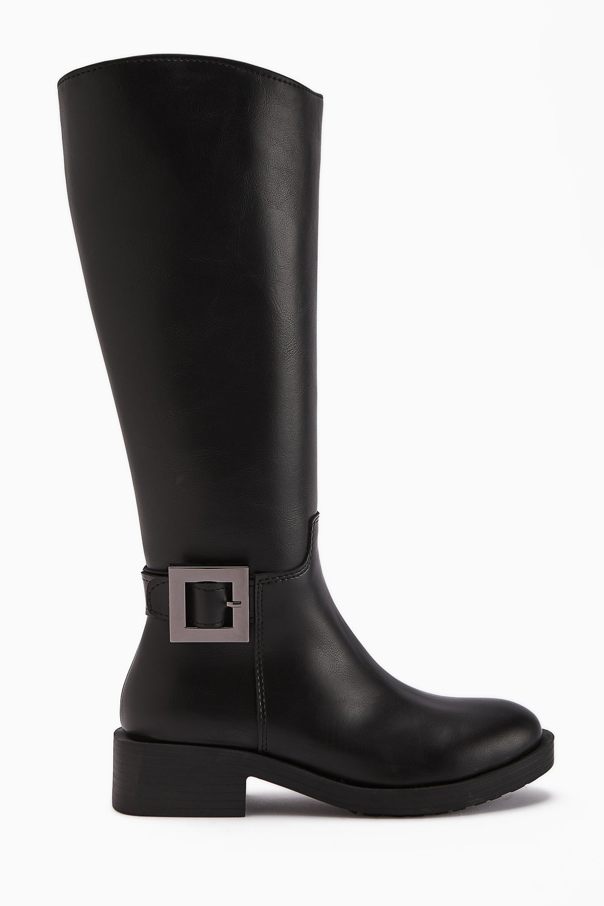 Becky Black Buckled High Platform Women's Boot