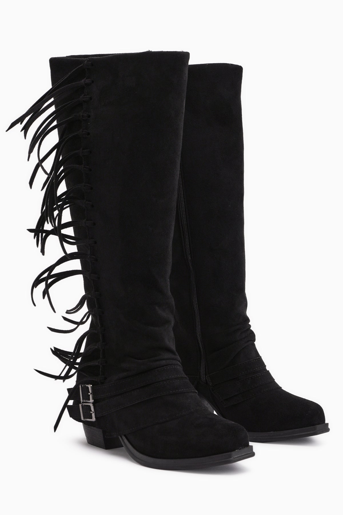 Rozin – Black Suede Bohemian Knee-High Boot (Women)
