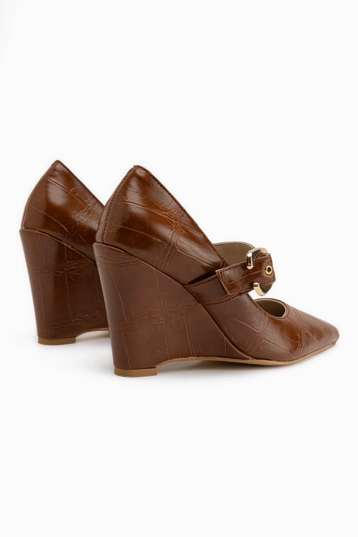 Jody Brown Buckle Detailed Pointed Toe Women’s Heeled Shoes