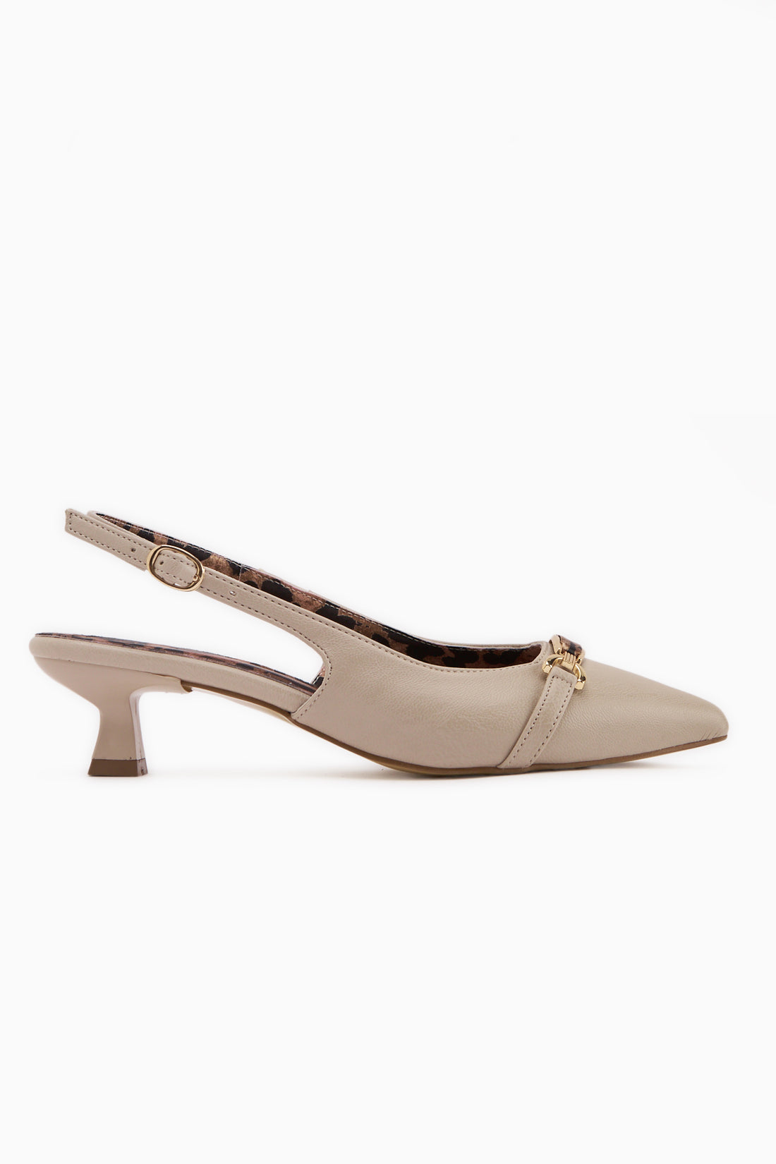 Dima Beige Leopard Print Short Heeled Women’s Shoes