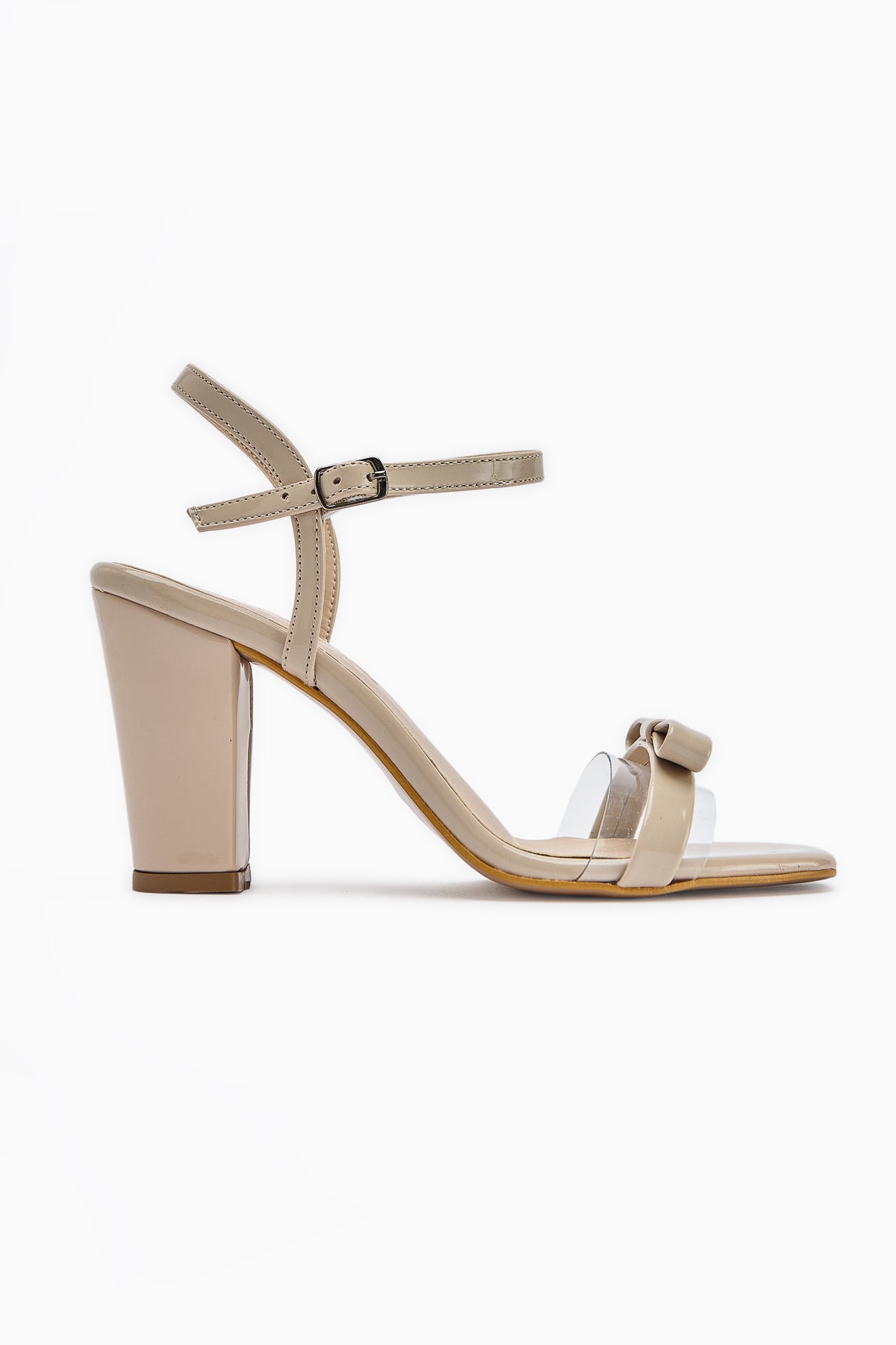 Joyce Ten Patent Thick Heeled Ankle Strap Bow Women’s Sandal