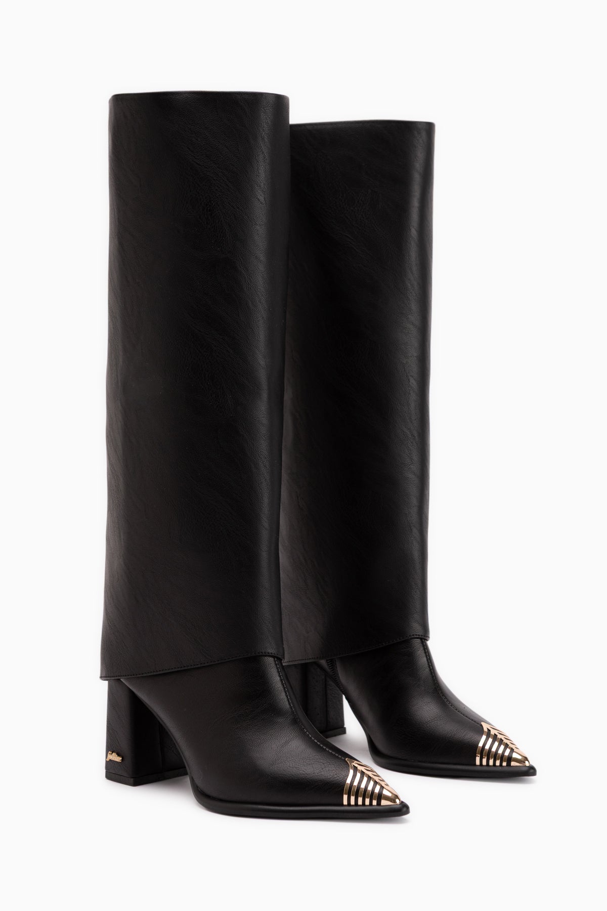 Lacy Black Removable Cuff 2-in-1 Women’s Heeled Boots & Knee High Boots