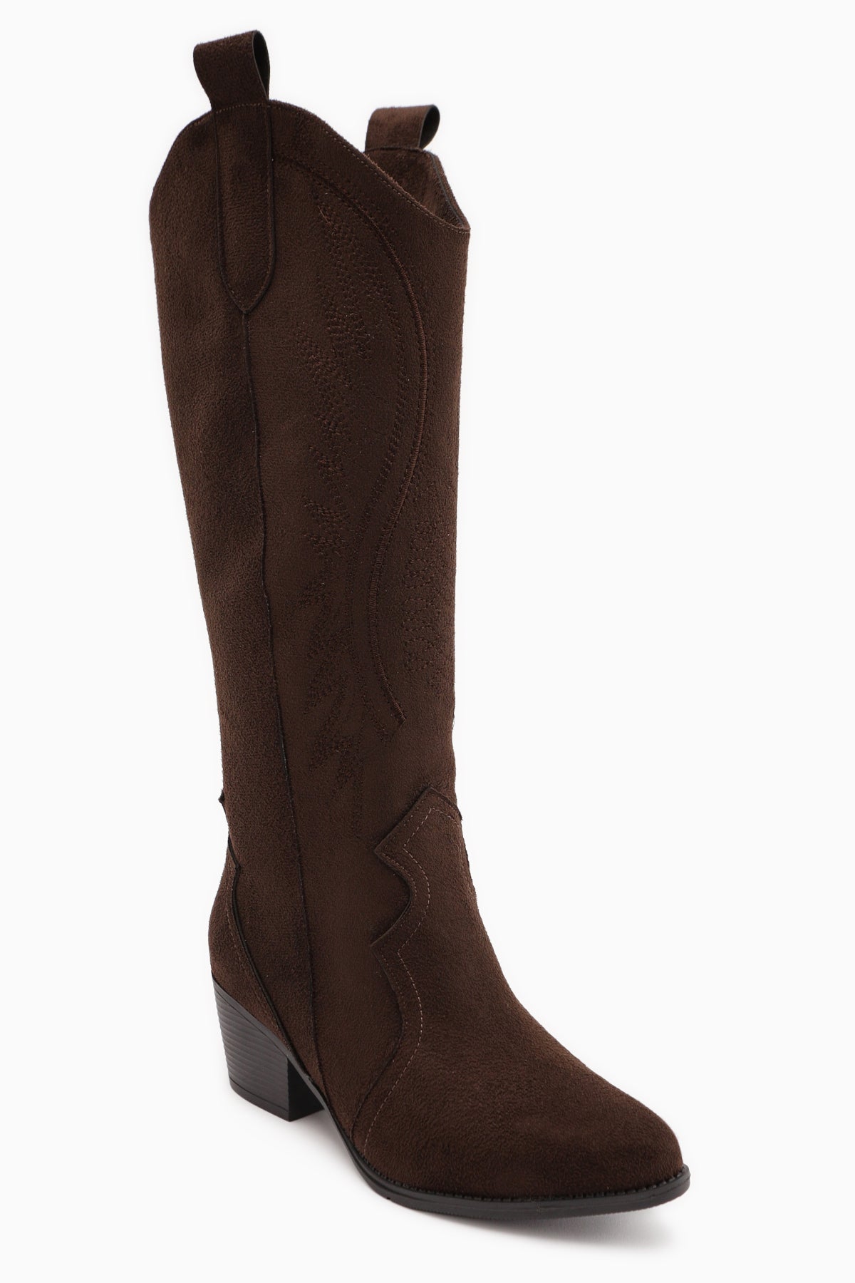 Hero Coffee Suede Embroidered Cowboy Boot