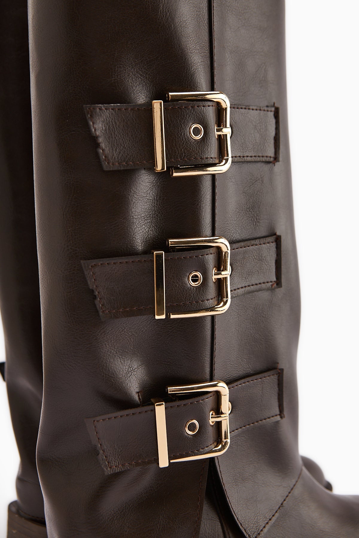 Adelina Brown Leather Belted Women's Biker Boot