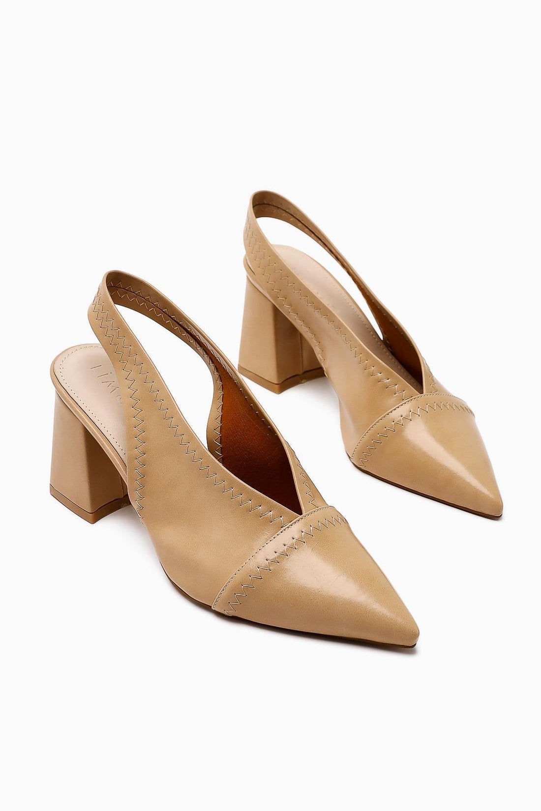 Essie – Nude Pointed-Toe Elastic-Stitch-Detail Block Heel Shoe (Women)