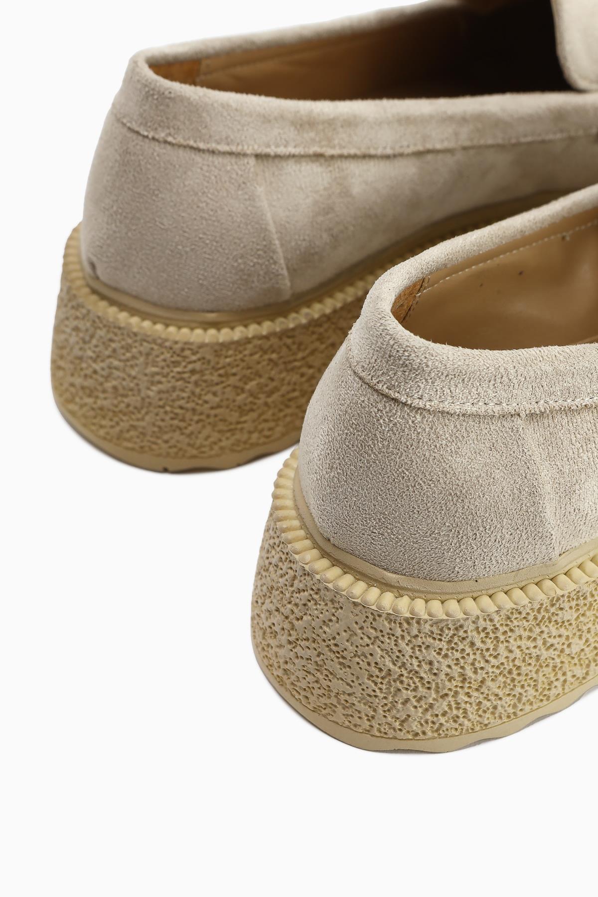 Bojan Nude Suede Casual Shoes with Thick Sole