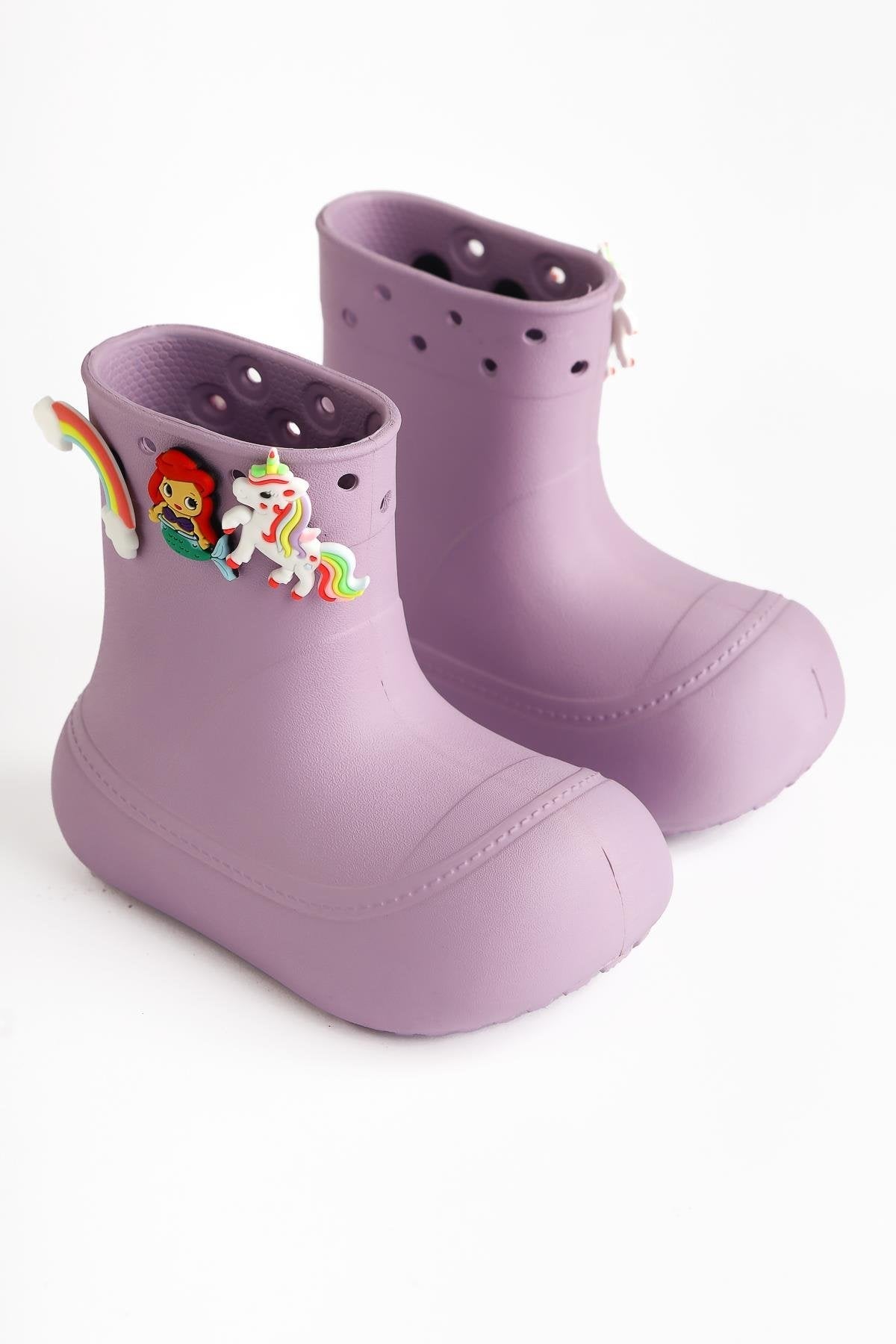 Chris Lilac Pin Detail Waterproof Kids Boot