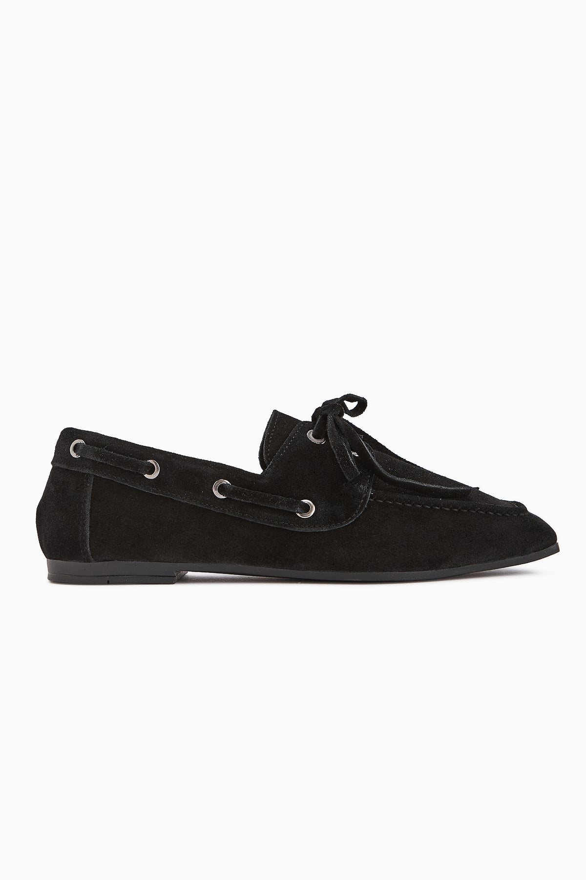 Arian Genuine Leather – Black Suede Lace-Up Casual Loafer (Women)