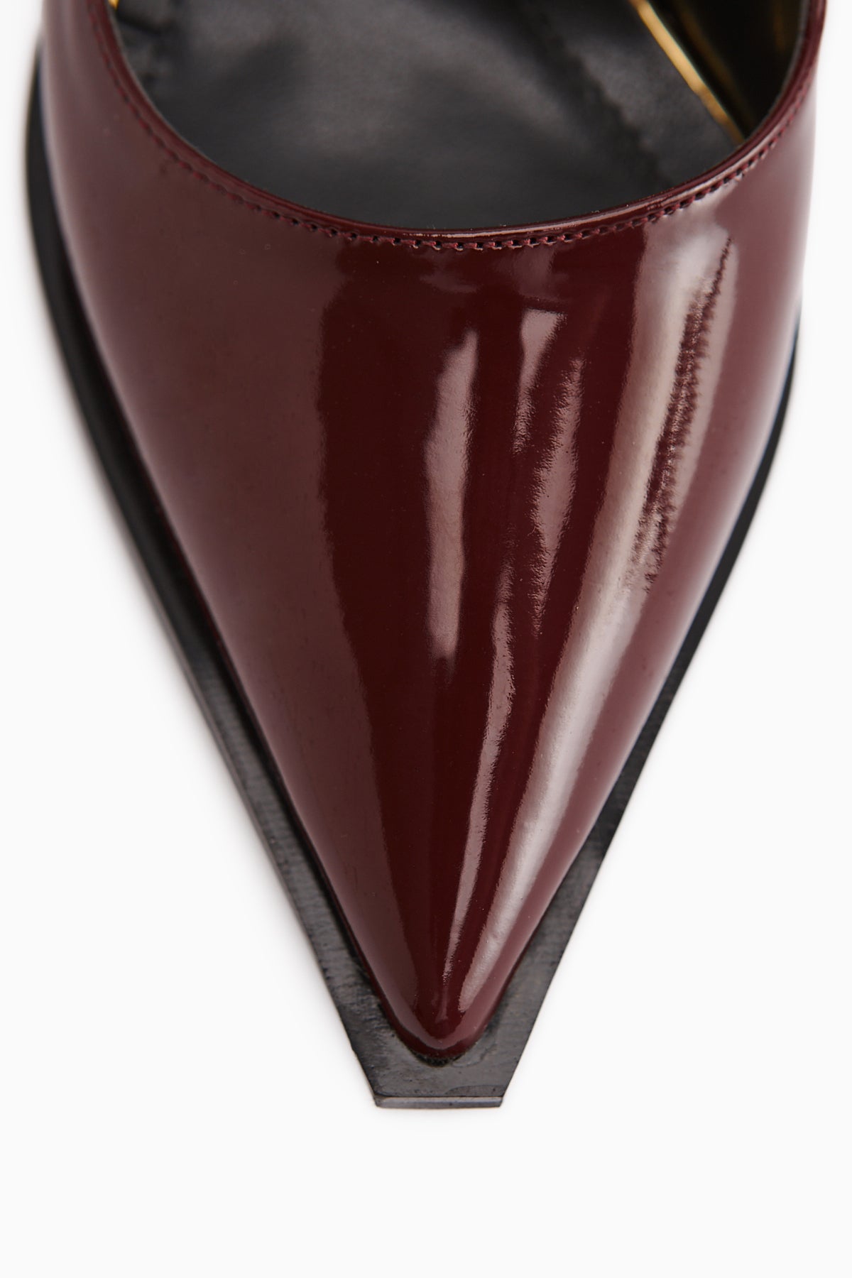 Mithra Burgundy Patent Pointed Toe Buckle Detailed Women’s Heeled Shoes