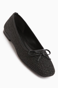 Fridah Black Bow Detailed Square Toe Women’s Ballet Flats