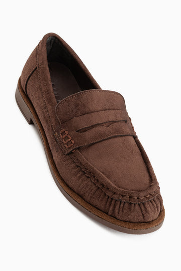 Carmel Coffee Suede Penny Loafer Women’s Shoes