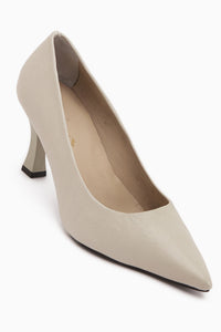 Clarry Genuine Leather Beige Women’s Heeled Shoes
