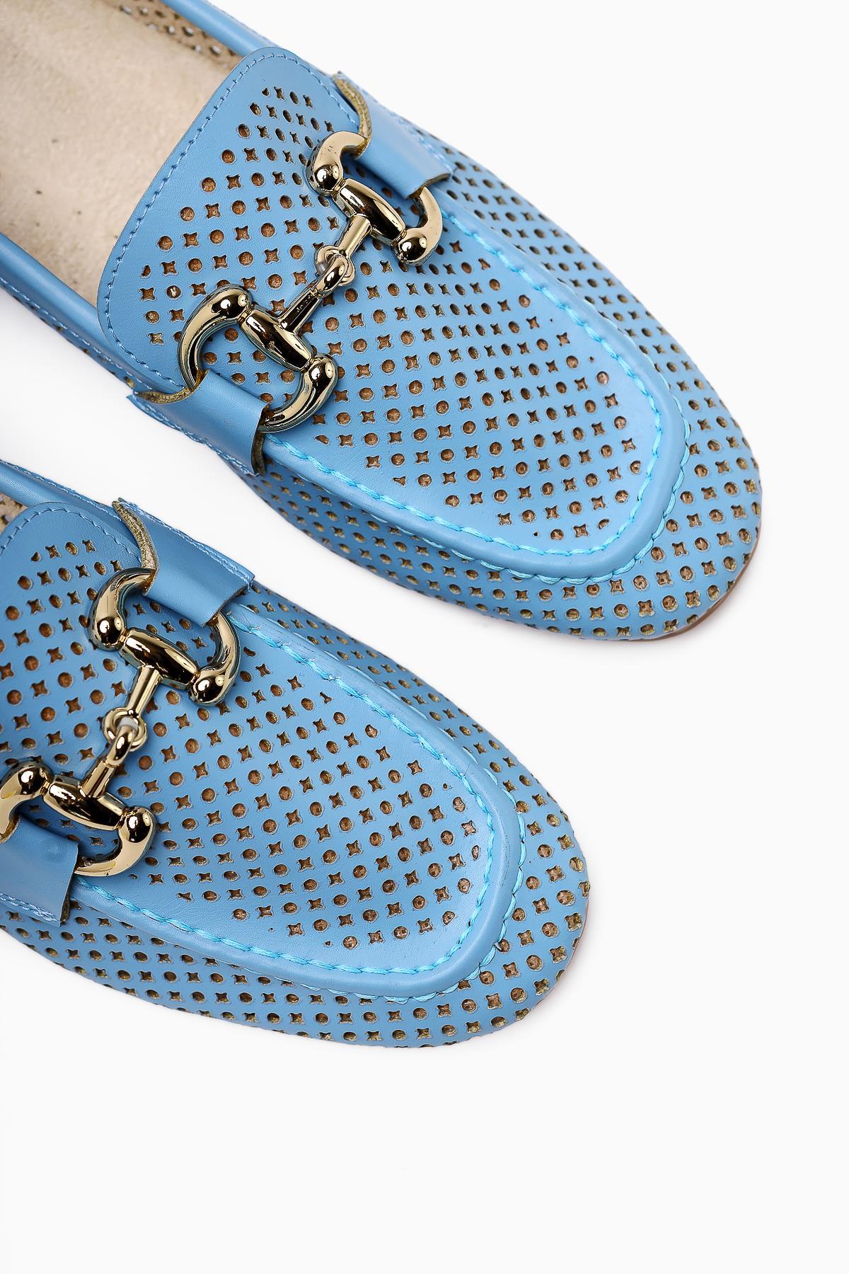 Gazali – Blue Buckle-Detail Ballet Flat (Women)