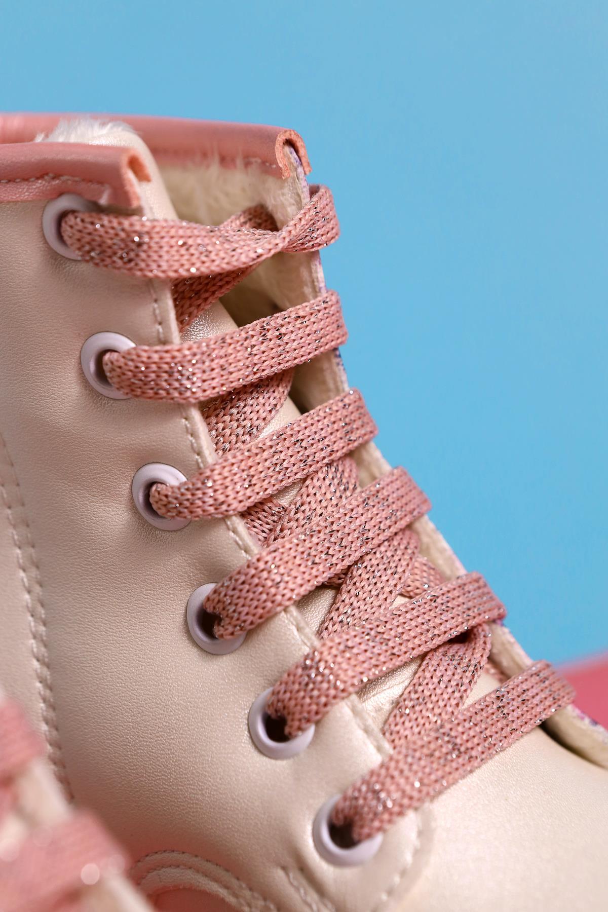 Lovise Mother of Pearl Cartoon Character Print Lace-Up Kids' Boots