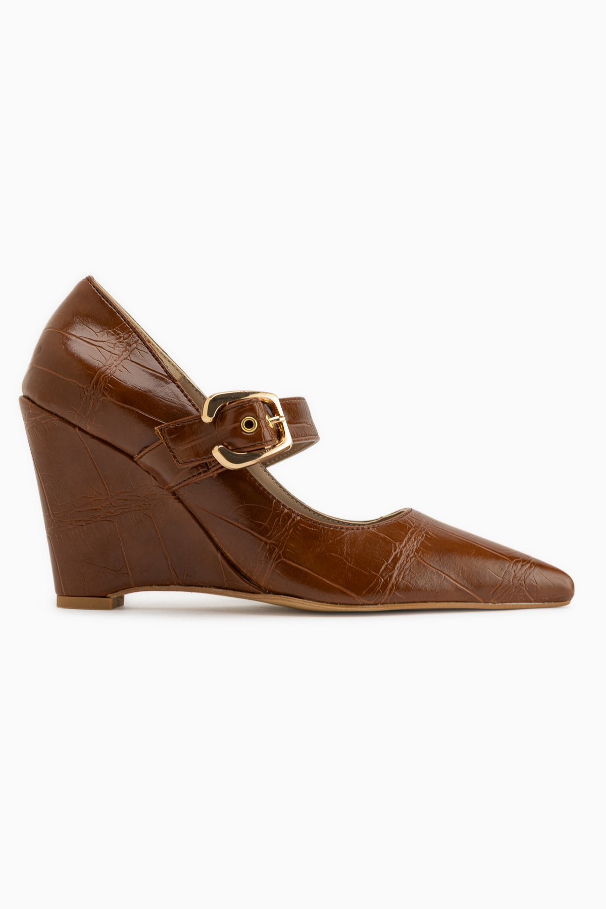 Jody Brown Buckle Detailed Pointed Toe Women’s Heeled Shoes