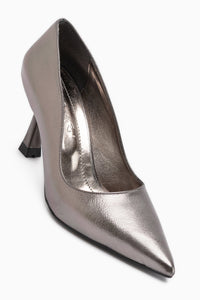 Celestine Platinum Crinkled Shiny Patent Pointed Toe Women’s Stiletto