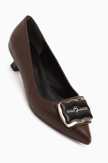 Judita – Brown Buckle Heeled Shoe (Women)