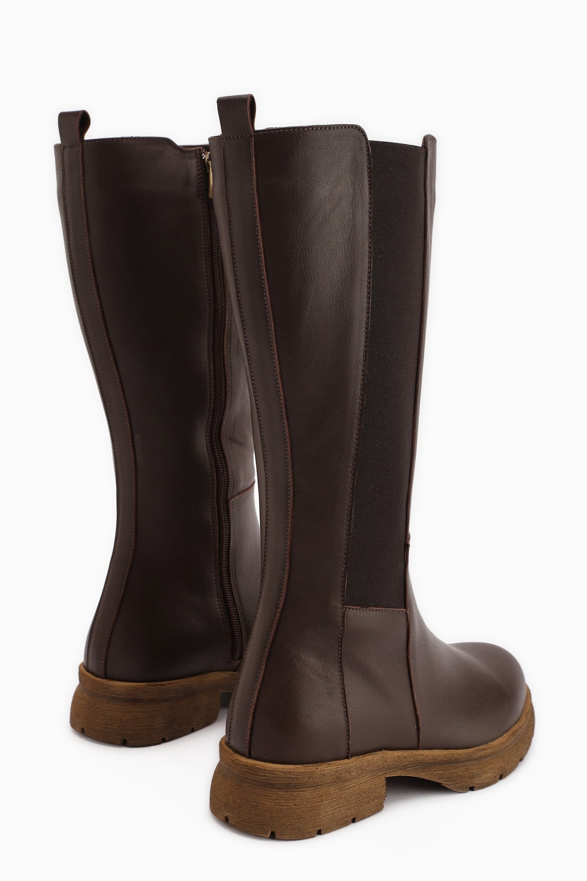 Rubi Genuine Leather Brown Elasticated Boots
