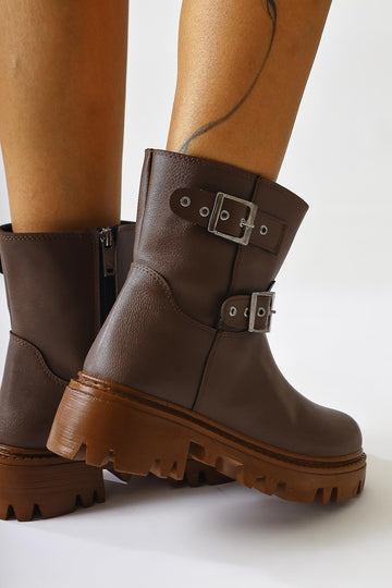 Veneta – Brown Belt-Detail Boot (Women)