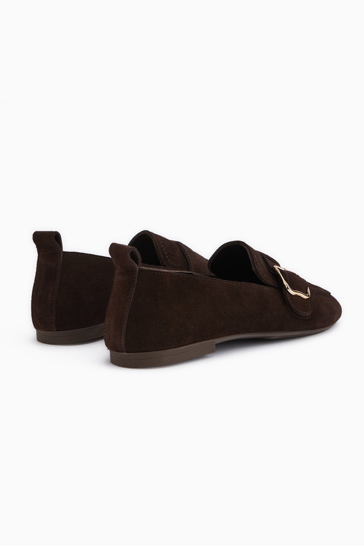 Oliva Genuine Leather Brown Buckled Women’s Ballet Flats