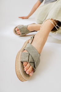 Iris Gray Velvet Cross Strap Sandals