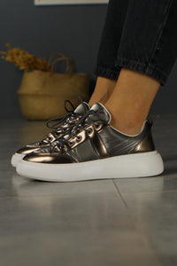 Jakleen Platinum Patent Leather Detailed Parachute Sneakers