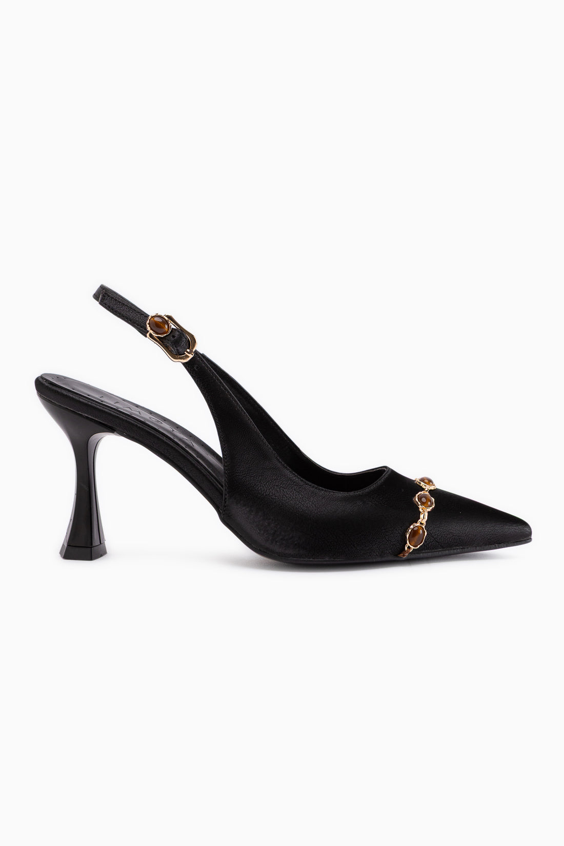 Raina Black Stone Detailed Women’s Heeled Shoes