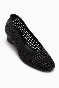 Viola Genuine Leather Black Woven Women’s Heeled Shoes