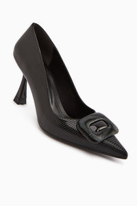 Hiam Women's Black Buckled High Heel Shoe