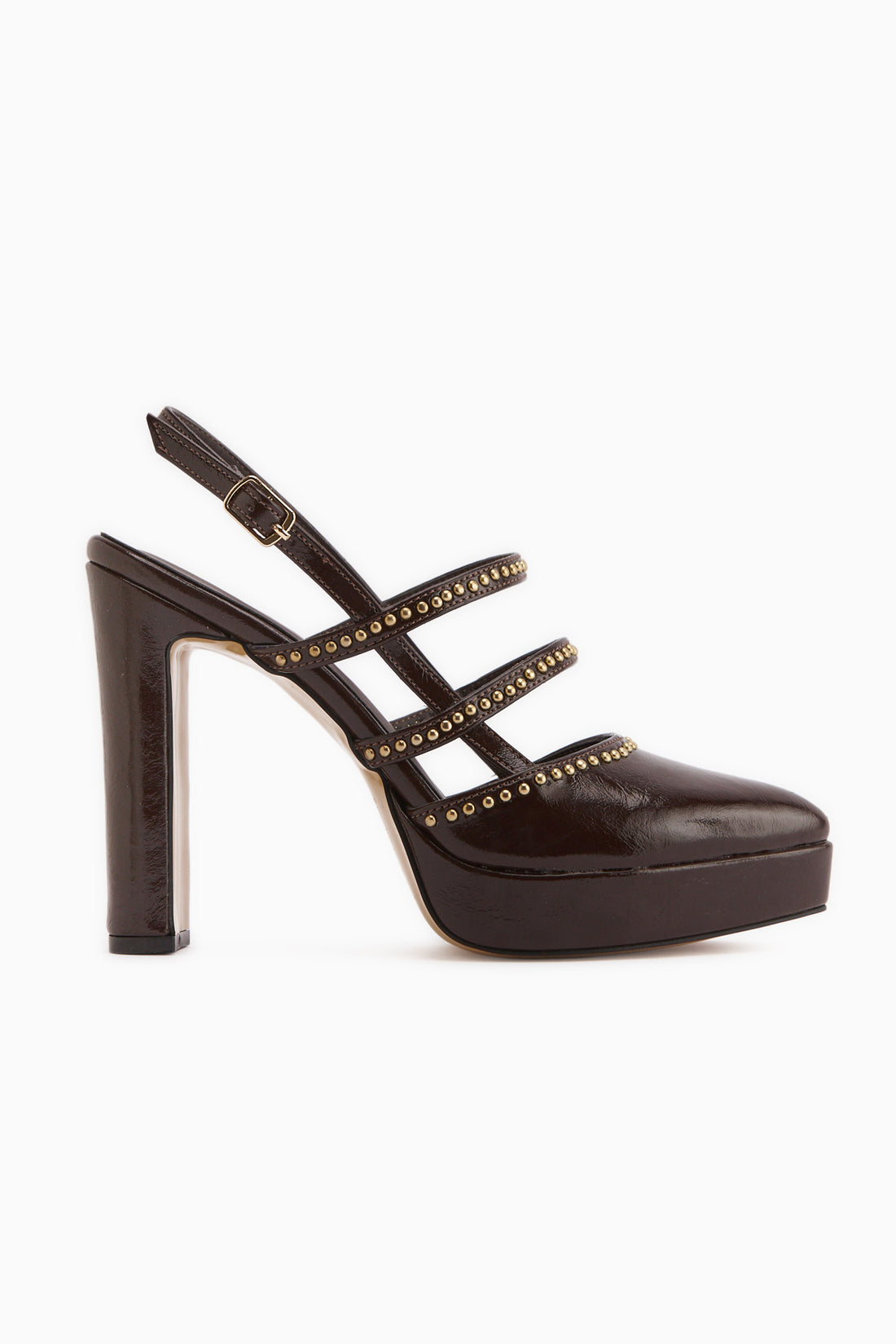 Milea Brown Studded Women’s Platform Heeled Shoes