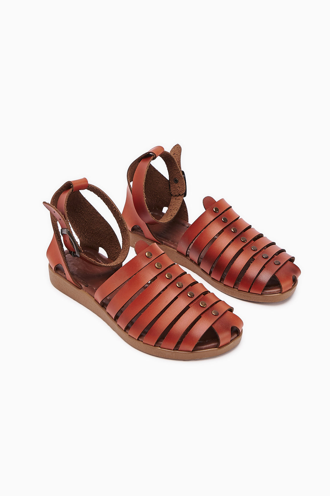 Genuine Leather Helen Orange Closed Toe Bodrum Sandal