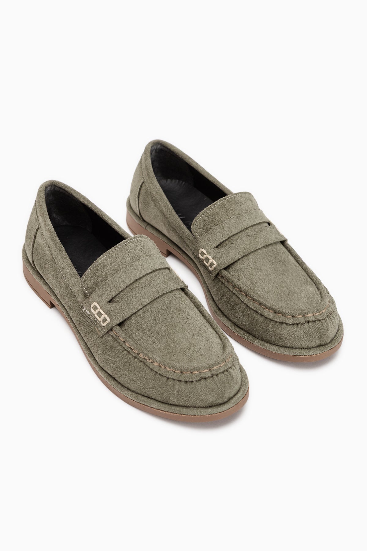 Carmel Yeşil Süet Penny Loafer Kadın Ayakkabı