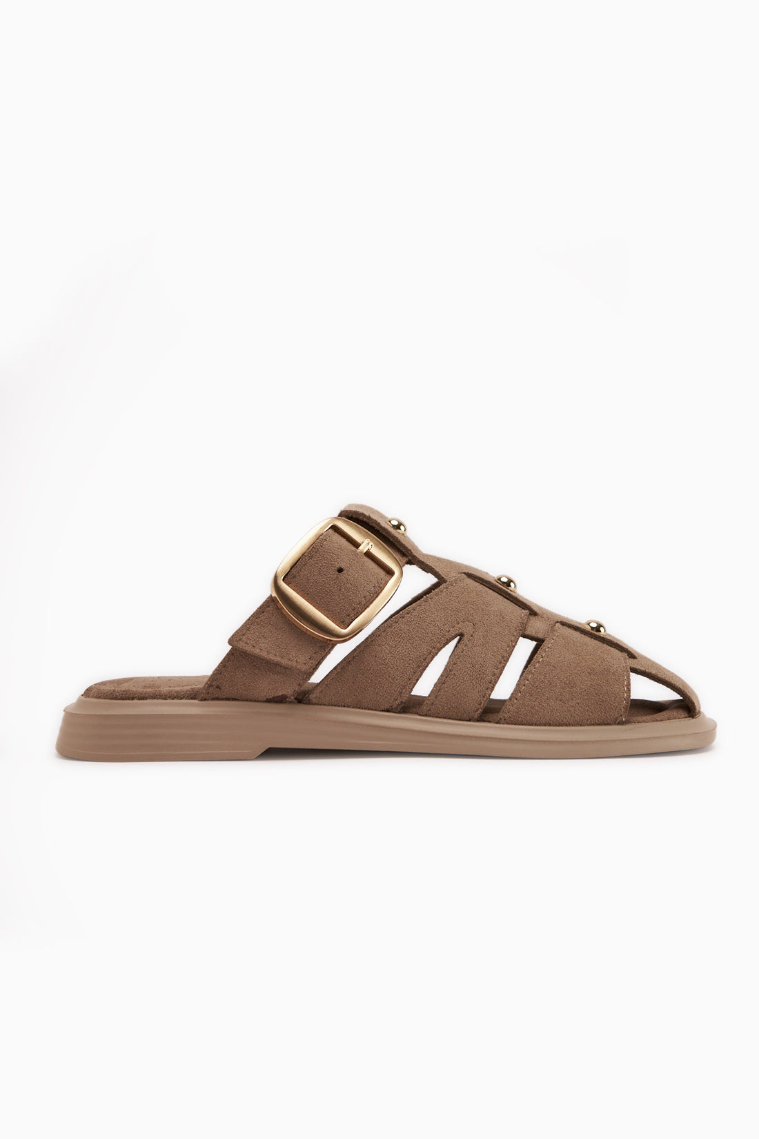 Joella Beige Suede Buckled Women’s Slippers