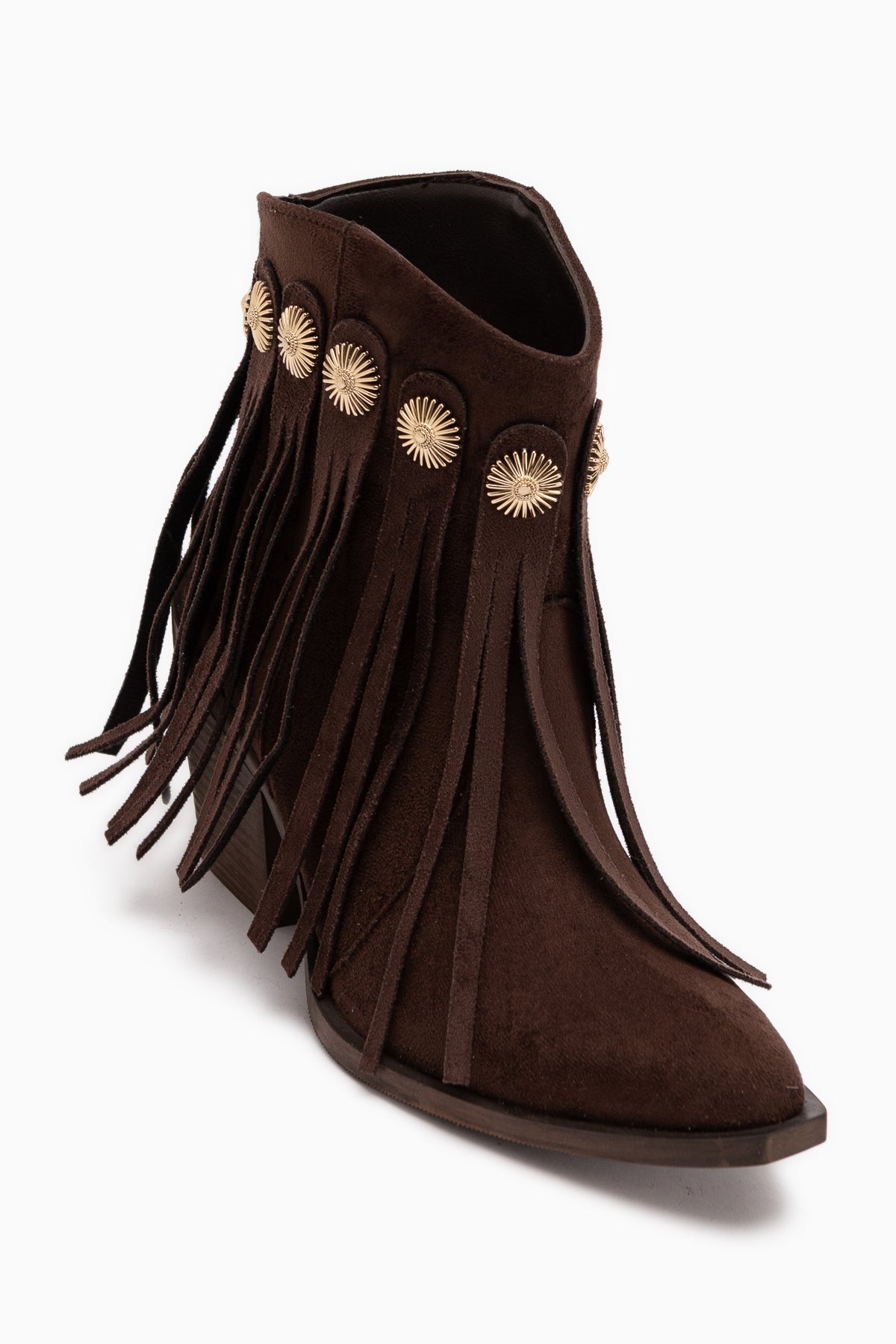 Rodeo Brown Suede Fringed Chunky Heeled Women’s Western Boots