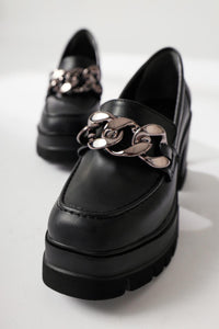 Chanpen Black Buckle Detail Platform Daily Shoe