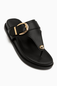 Lumi Black Buckle Detailed Women’s Flip Flop