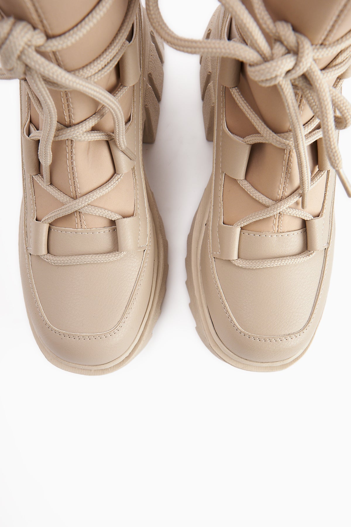 Casey Beige Thick Soled Lace-up Women's Boot