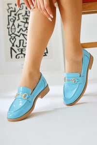 Lise – Blue Patent Buckle-Detail Casual Shoe (Women)