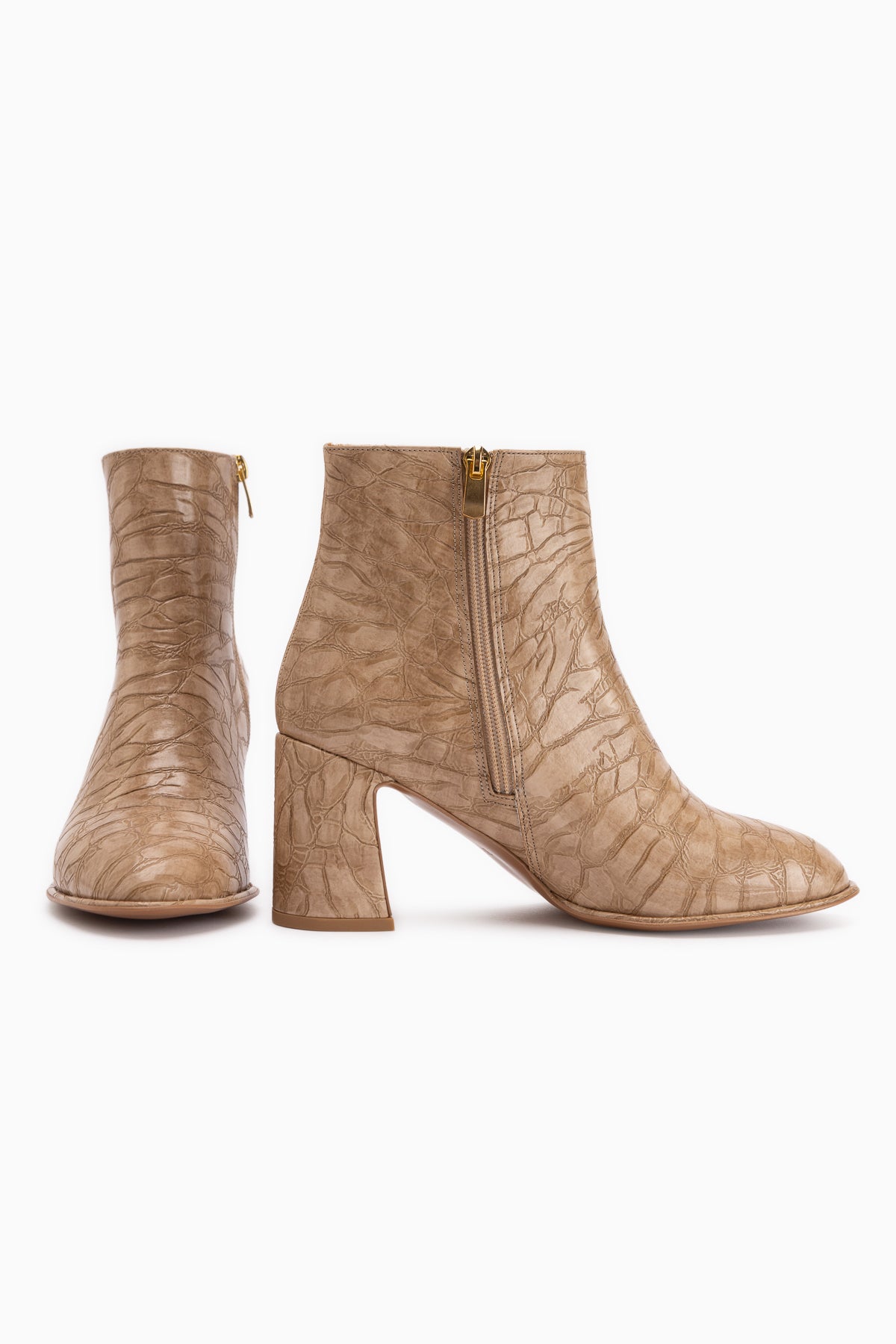 Marion Nud Crocodile Patterned Women’s Heeled Boots