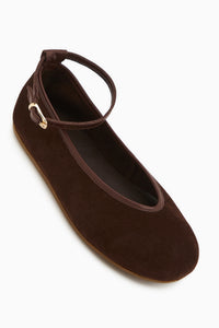 Genuine Leather Jenin Brown Suede Belted Women’s Ballet Flats