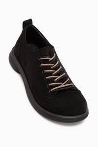 Estella Black Suede Lace-Up Casual Women’s Shoes