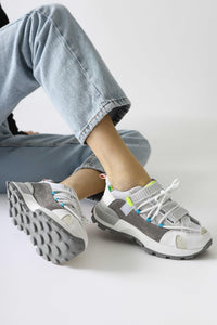 Nely White Asymmetric Lace-Up Sneakers